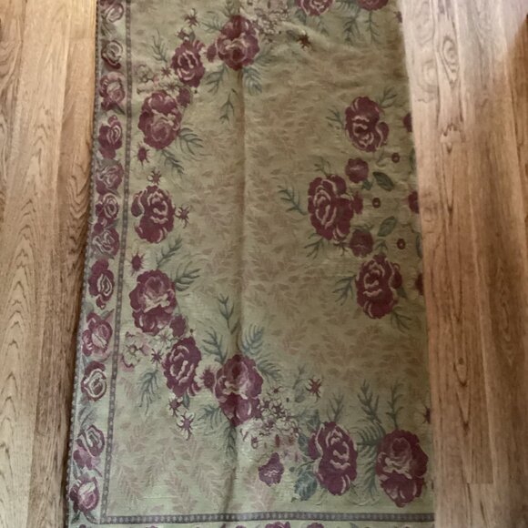 SISILIA Cotton Chenille Throw Blanket Baroque Rose Floral Tapestry Cottage 56x56 - Picture 3 of 5